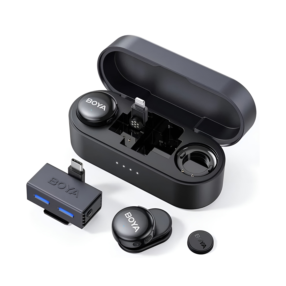Boya wireless microphone 2in1 2.4g dual-channel with 3.5 plug (boyalink v3-01), black